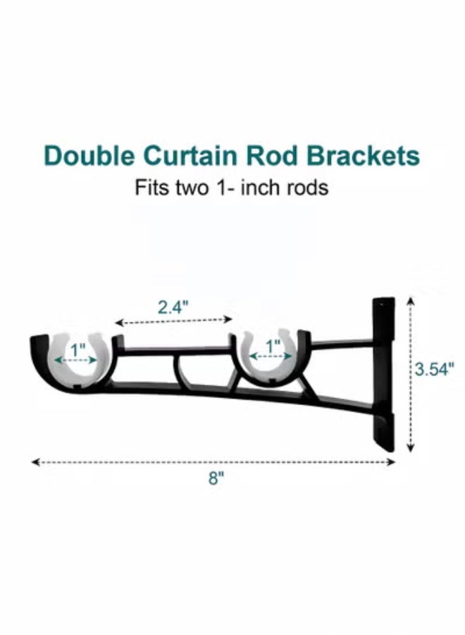 تخيل قوس قضيب ستارة مزدوج ، حاملي قضيب ستارة للخدمة الشاقة أبيض قضيب ستارة سنانير أقواس حائط دعم شماعات قضيب ممتدة ، 2 حزمة - Image 2