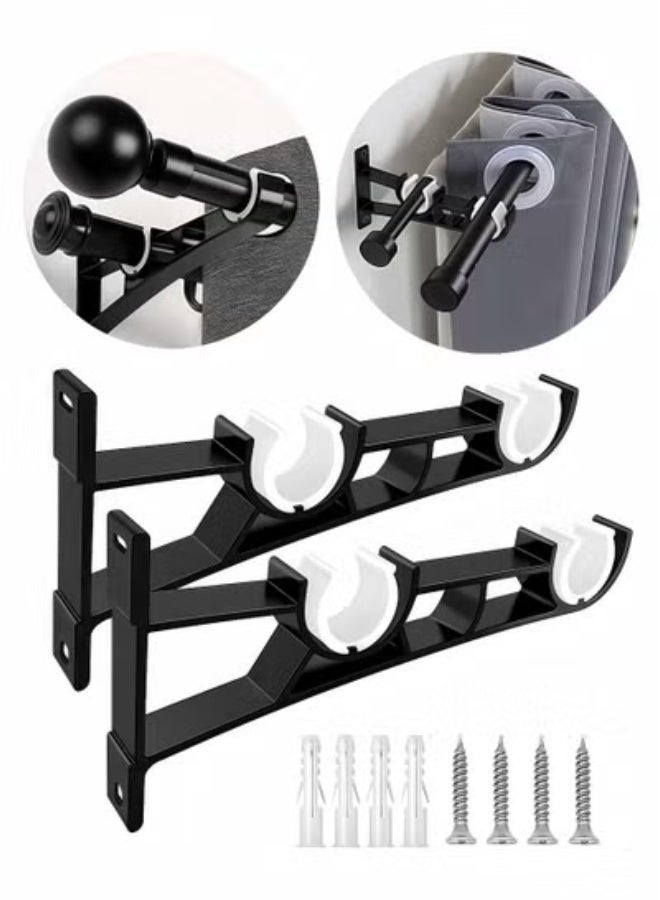 تخيل قوس قضيب ستارة مزدوج ، حاملي قضيب ستارة للخدمة الشاقة أبيض قضيب ستارة سنانير أقواس حائط دعم شماعات قضيب ممتدة ، 2 حزمة - Image 1