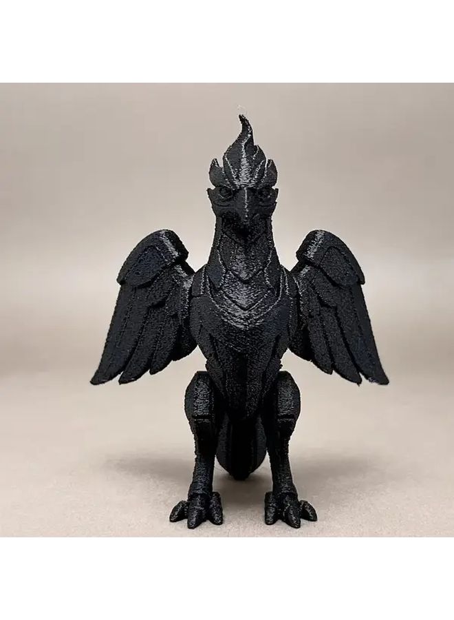 Black 3D Printed Mechanical Phoenix Statue Home Decor Gift Idea - Image 1
