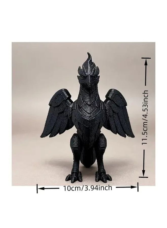 Black 3D Printed Mechanical Phoenix Statue Home Decor Gift Idea - Image 3