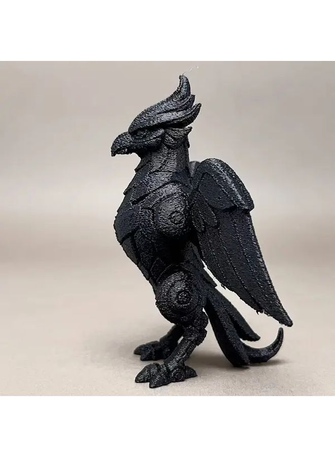 Black 3D Printed Mechanical Phoenix Statue Home Decor Gift Idea - Image 2