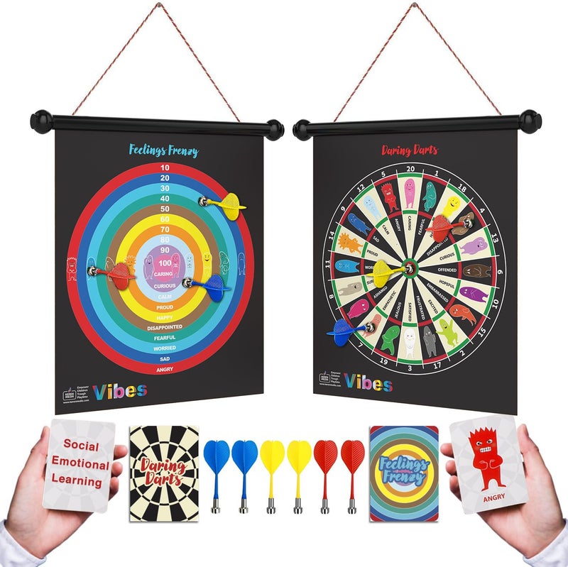 StrongSuit Vibes Therapy Games for Teens & Kids 6+ | 2-in-1 Feelings Dartboard Games | CBT Social Emotional Games | Anger Management Tool for Emotional Regulation & Social Skills | for Professionals & Families - Image 1