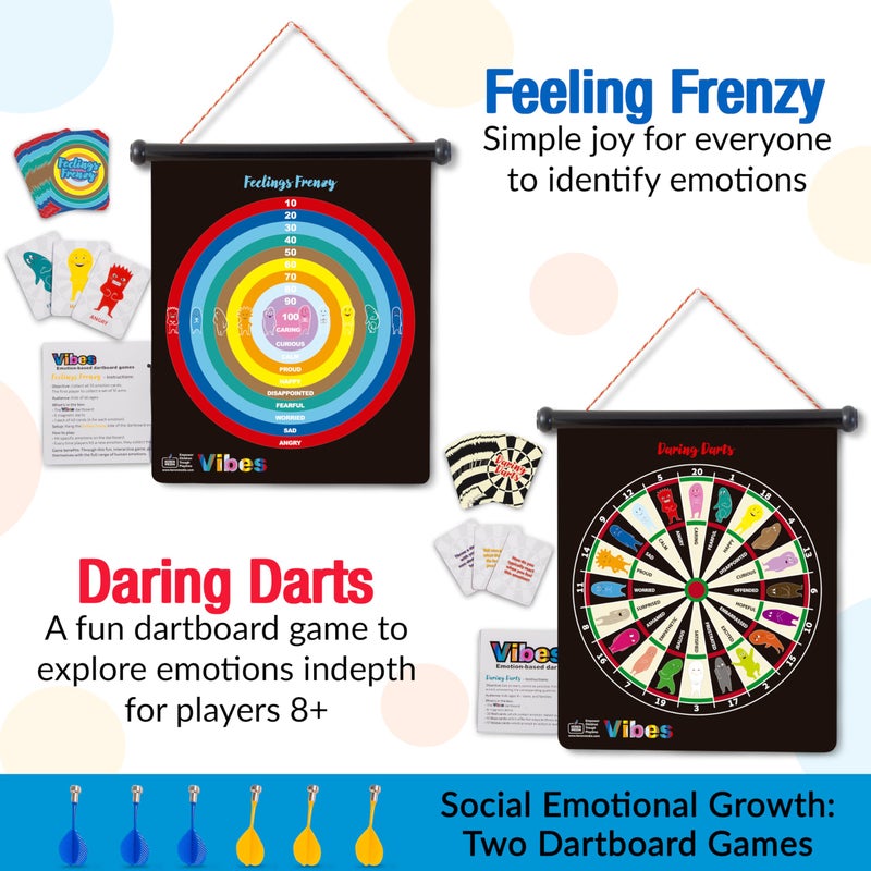 StrongSuit Vibes Therapy Games for Teens & Kids 6+ | 2-in-1 Feelings Dartboard Games | CBT Social Emotional Games | Anger Management Tool for Emotional Regulation & Social Skills | for Professionals & Families - Image 2
