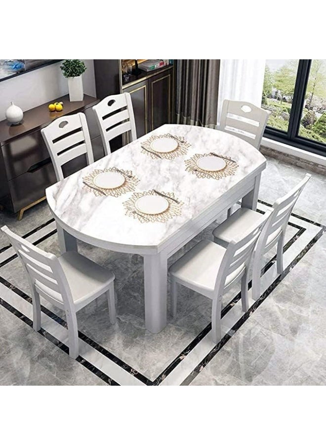 10 Pieces Gold Metallic Round Placemats Laminated Vinyl Leaf Dining Table Decorative Placemat Non-Slip Insulation Placemat Washable Table Mats Set - Image 2