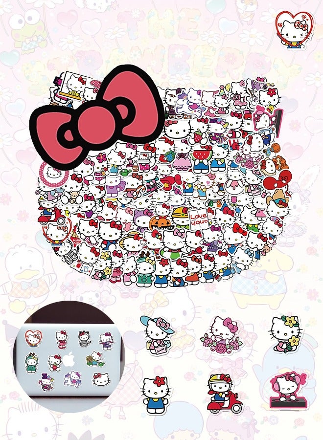 100-Piece Hello Kitty Waterproof Stickers, Premium Waterproof Vinyl Stickers Set, Waterproof Stickers for Laptop, Skateboard, Water Bottles,Computer, Phone,Guitar DIY  - Image 1