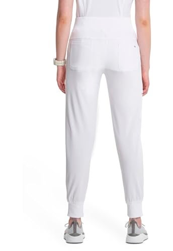 Cherokee Infinity Women's Scrub Jogger Pants Mid Rise Bottoms with 5 Pockets, Moisture Wicking & 360° Stretch Fabric - CK110A, XL, WHI White - Image 2
