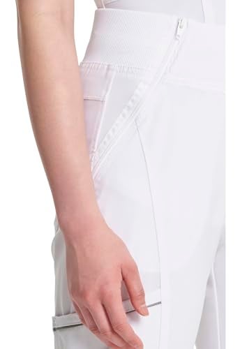 Cherokee Infinity Women's Scrub Jogger Pants Mid Rise Bottoms with 5 Pockets, Moisture Wicking & 360° Stretch Fabric - CK110A, XL, WHI White - Image 4