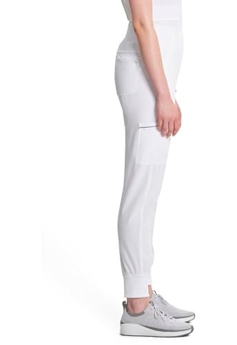 Cherokee Infinity Women's Scrub Jogger Pants Mid Rise Bottoms with 5 Pockets, Moisture Wicking & 360° Stretch Fabric - CK110A, XL, WHI White - Image 5
