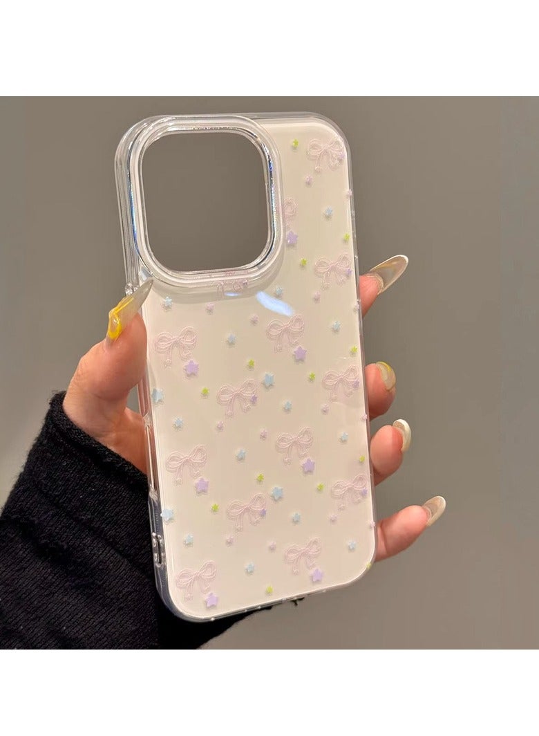 NIBEMINENT Gilt Bow Protective TPU Case Cover For iPhone 17 Pro, White Background