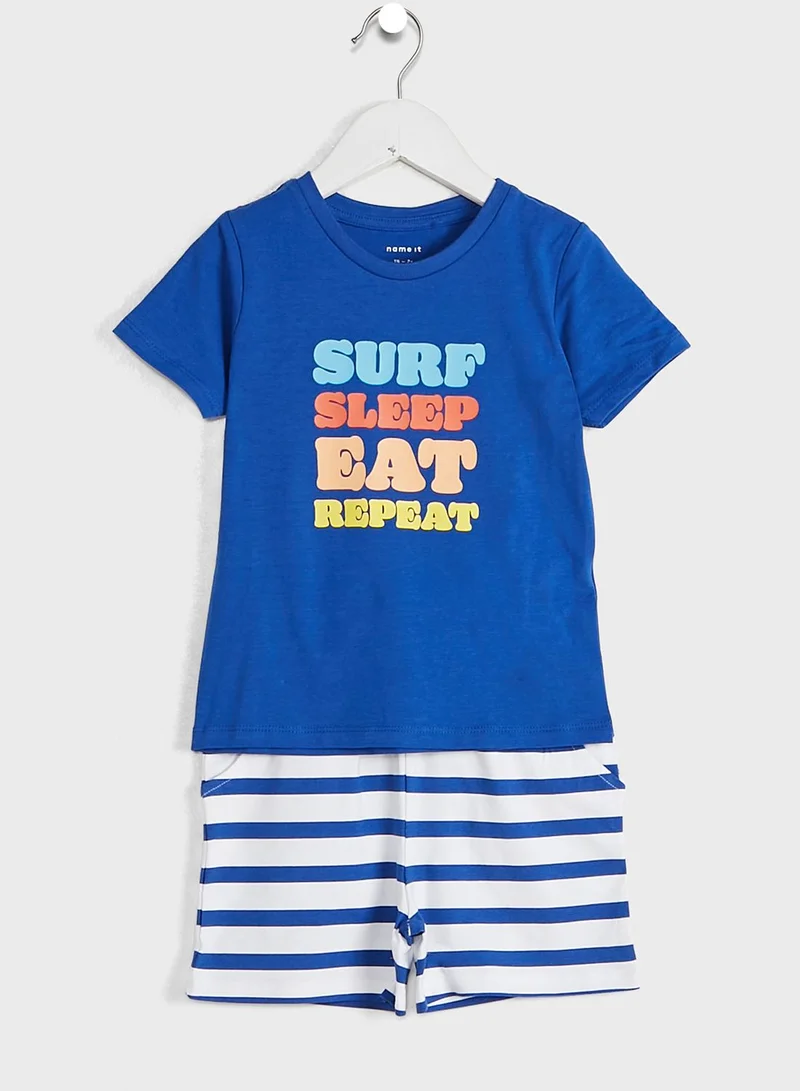 NAME IT Kids Slogan T-Shirt & Shorts Set