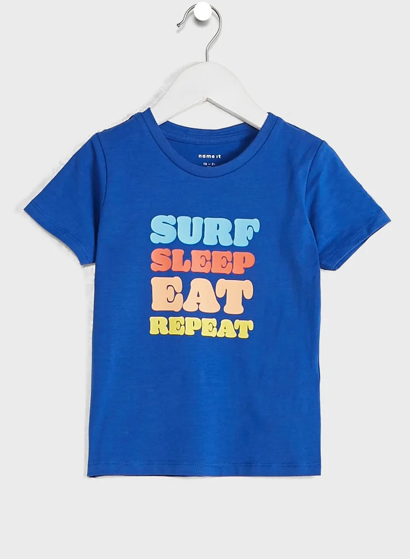 NAME IT Kids Slogan T-Shirt & Shorts Set