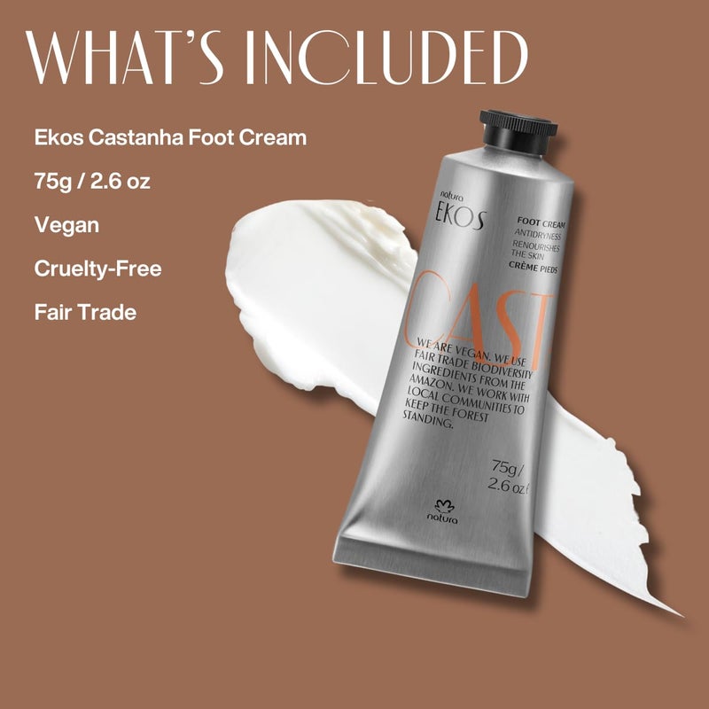 Natura - Brazil Nut Nourishing Foot Cream - Nourish & Soothe Dry Skin - Fast Absorbing - With Castanha Oil to Deeply Moisturize - Vegan & Cruelty-Free - 2.6 oz (75g) - Image 4