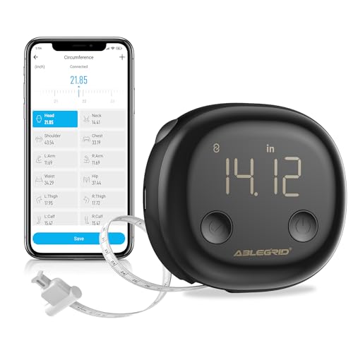 ABLEGRID Smart Body Tape Measure,Rechargeable Body Measuring Tape with Fitdays APP,Accurate Retractable Digital Body Measurement Device Tool for Muscle Gain,Weight Loss,Fitness,Locking,60in/150cm - Image 1