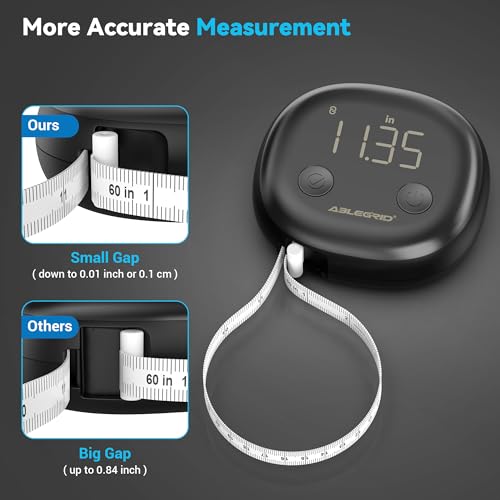 ABLEGRID Smart Body Tape Measure,Rechargeable Body Measuring Tape with Fitdays APP,Accurate Retractable Digital Body Measurement Device Tool for Muscle Gain,Weight Loss,Fitness,Locking,60in/150cm - Image 5