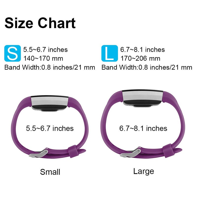 Mugust 3 Pack Sport Bands Compatible with Fitbit Charge 2 Bands Women Men, Adjustable Replacement Strap Wristbands for Fitbit Charge 2 HR Small Large (Large, Black/Purple/Navy Blue) - Image 2