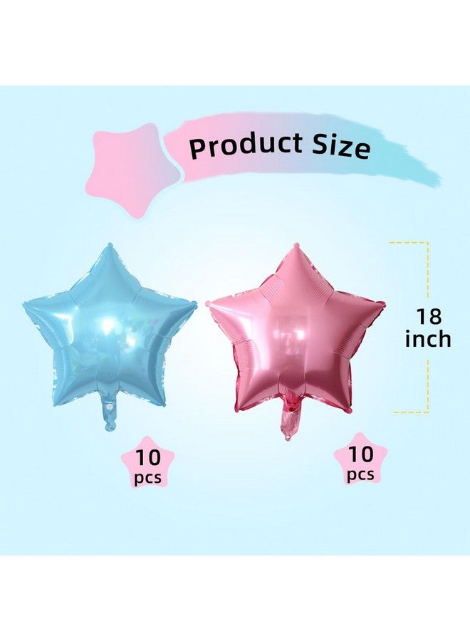 AnnoDeel 20pcs Pink Star Foil Balloons, 18in Star Mylar Balloons for Boys Girls Baby Shower Birthday Wedding Party Decor - Image 2