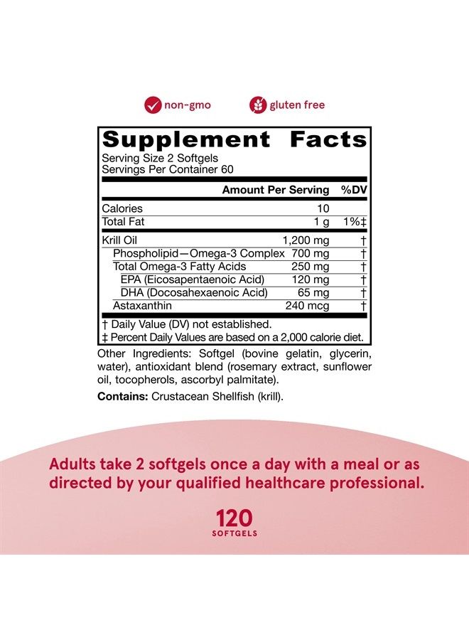 jarrow formulas Krill Oil - Phospholipid Omega-3 Complex with Astaxanthin - 120 Softgels - 60 Servings - Supports Lipid Management, Metabolism, Brain & Heart Health - Dietary Supplement - Gluten Free - Image 2