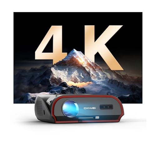CAIWEI Daytime 4K Smart Projector 1800 ANSI Ultra Bright, Android TV 11.0 Home Theater Projector with WiFi6 and Bluetooth, HDMI, USB, WLAN, Ceiling Mount for Games Consoles, Business, Artwork, Golf Simulator - Image 1