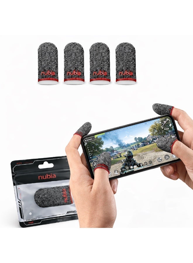 Nubia Red Magic Gaming Finger Sleeves (4 Sleeves) by Nubia – Ultra-Thin & Sweatproof Silver Fiber Thumb Sleeves, Touchscreen Sensitive - for PUBG Mobile, COD, Fortnite & More (4 Sleeves) - Image 1