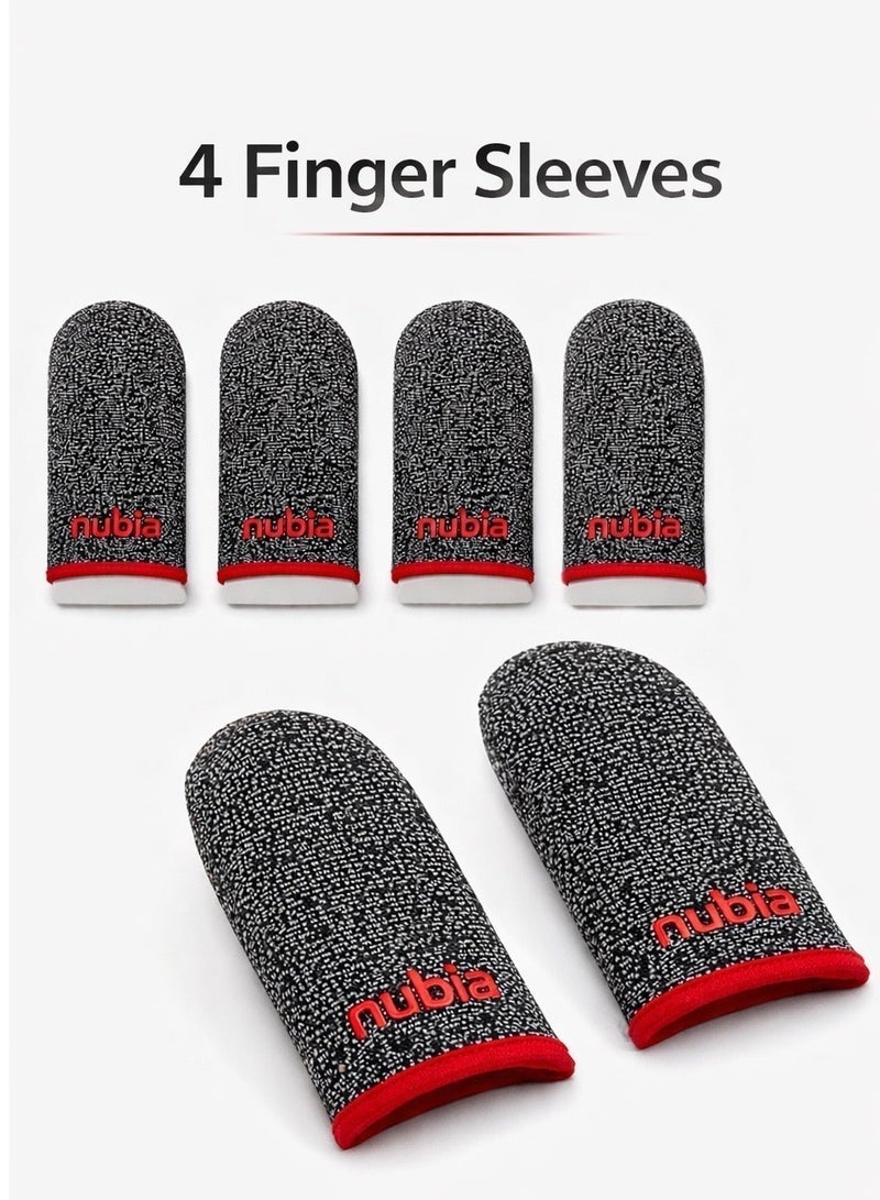 Nubia Red Magic Gaming Finger Sleeves (4 Sleeves) by Nubia – Ultra-Thin & Sweatproof Silver Fiber Thumb Sleeves, Touchscreen Sensitive - for PUBG Mobile, COD, Fortnite & More (4 Sleeves) - Image 3