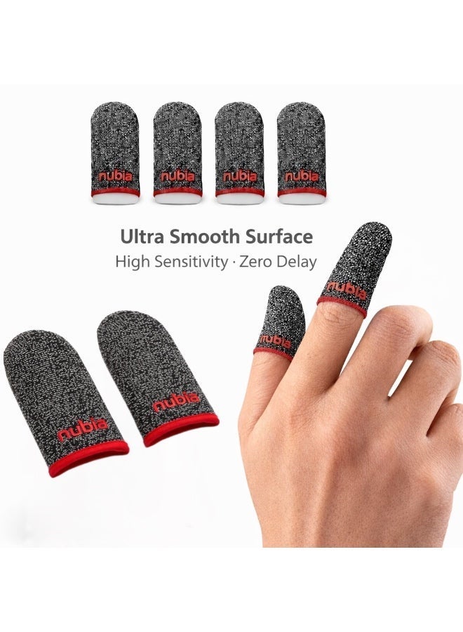 Nubia Red Magic Gaming Finger Sleeves (4 Sleeves) by Nubia – Ultra-Thin & Sweatproof Silver Fiber Thumb Sleeves, Touchscreen Sensitive - for PUBG Mobile, COD, Fortnite & More (4 Sleeves) - Image 2