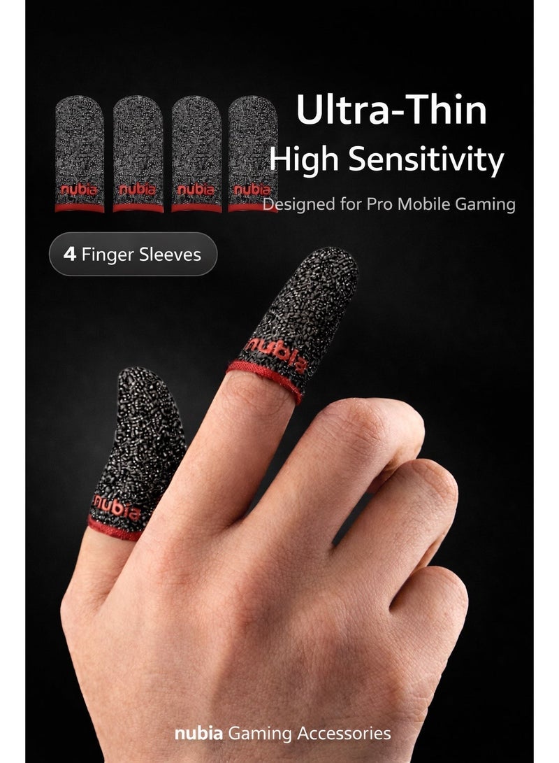 Nubia Red Magic Gaming Finger Sleeves (4 Sleeves) by Nubia – Ultra-Thin & Sweatproof Silver Fiber Thumb Sleeves, Touchscreen Sensitive - for PUBG Mobile, COD, Fortnite & More (4 Sleeves) - Image 4