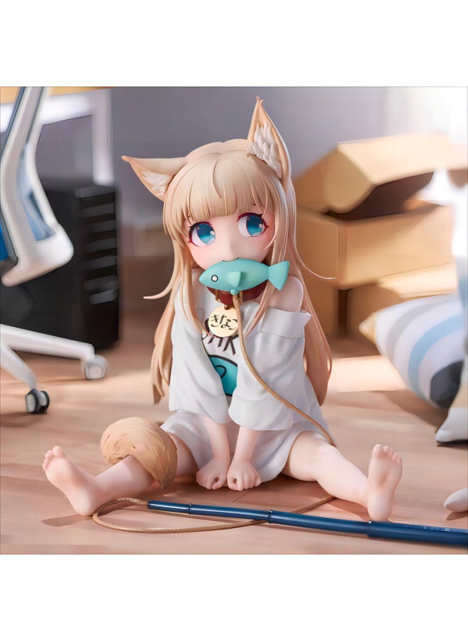 Generic - Second-dimensional Sitting Posture Beautiful Girl Soybean Powder Model Anime Cat Niang Handmade Computer Desktop Mobile Phone Bracket Chassis-Color:The Kneeling Position Is About 11cm High (free Traceless Glue)-Specifications:Bagged - Image 1