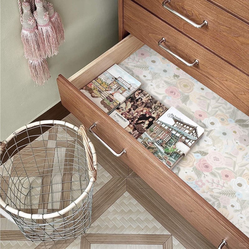 Ismoon Peel and Stick Wallpaper Floral Boho Pink Wallpaper Watercolor Leaf Flowers Contact Paper Removable Self-Adhesive Wall Paper for Bedroom Cabinets and Drawers Decor 17.3inx78.7in - Image 5
