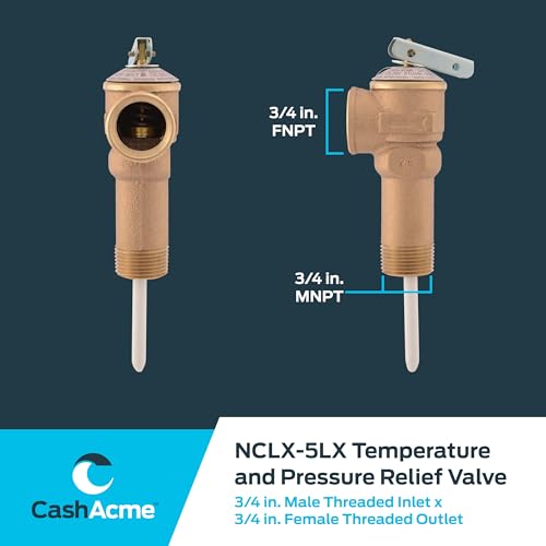 Cash Acme صمام تخفيف الحرارة والضغط Cash Acme 3/4 بوصة NCLX-5LX، تركيبات سباكة نحاسية، أنبوب نحاسي و CPVC، 150 PSI، 19783-0150 - Image 5