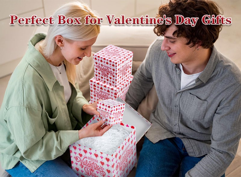 JWSCYSY 6PCS Valentine's Day Nesting Gift Boxes with Lid, Square Gift Boxes with Ribbon, Decorative Boxes Assorted Size for Valentine's Day Presents Wrapping, Party Favor Boxes (White) - Image 5