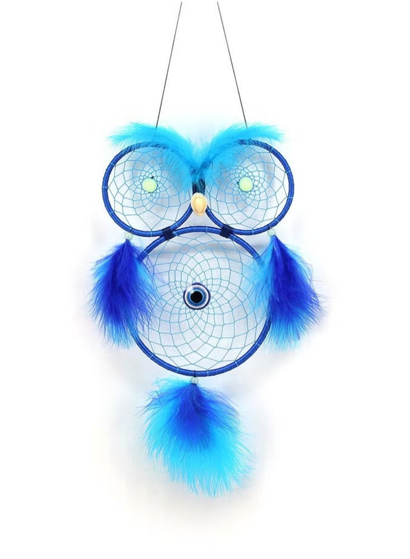Dream Catcher Blue Evil Eye/Wall Decoration, Glow in the Dark Dream Catchers Hanging for Wall Window Bedroom Living Room Party Wedding Decor or Holiday Gift  - Image 1
