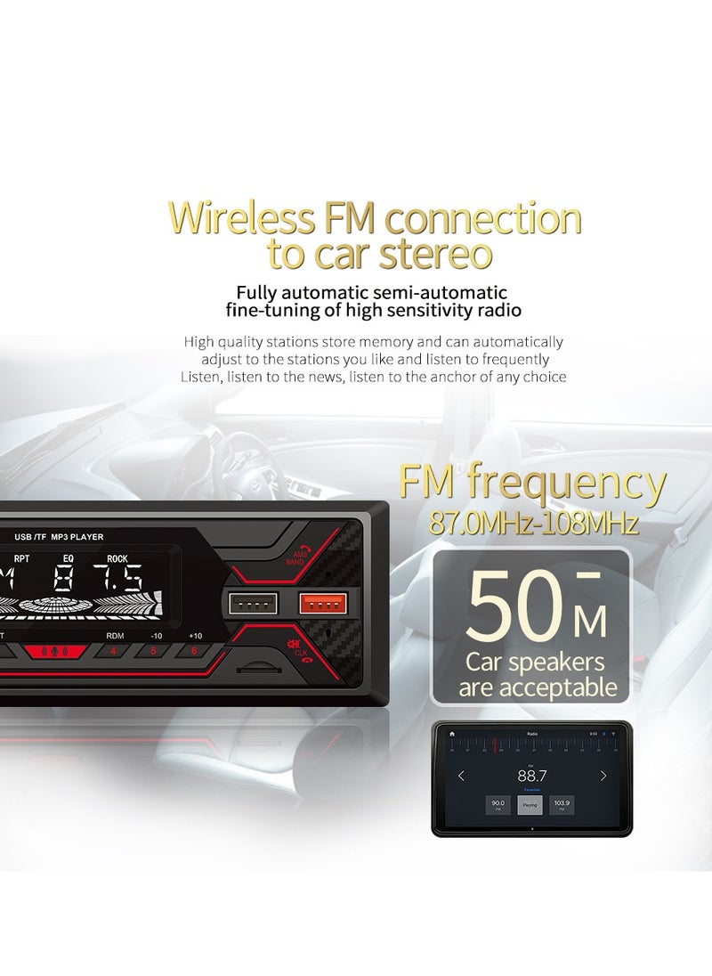 Furtey Single DIN Multimedia Car Stereo Radio Built-in Microphone, MP3/USB, Aux-in, AM/FM Radio Receiver  - Image 3