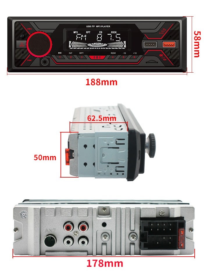 Furtey Single DIN Multimedia Car Stereo Radio Built-in Microphone, MP3/USB, Aux-in, AM/FM Radio Receiver  - Image 4