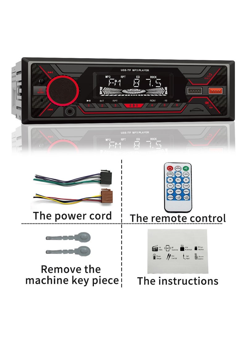 Single DIN Multimedia Car Stereo Radio Built-in Microphone, MP3/USB, Aux-in, AM/FM Radio Receiver