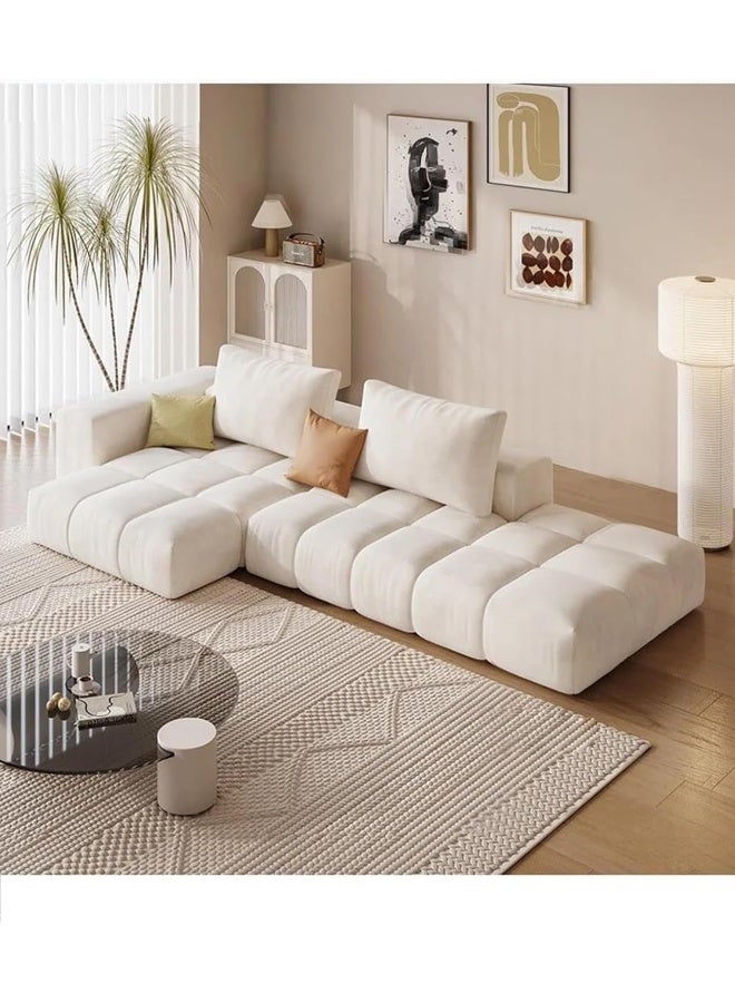 Comfynest مجموعة أرائك على شكل L بتصميم كريمي حديث من كومفينست لتنجيد القماش لأثاث غرفة المعيشة الأنيق (بيج فاتح، سرير يمين) - Image 1