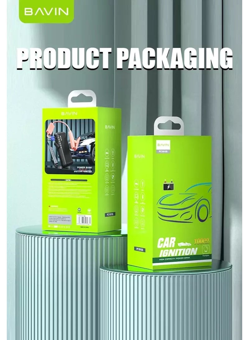 BAVIN PC1015 10000mAh Powerbank & Car Igniter w/ SOS Flashing Light & DO Jack Smart Battery Clip For Car Emergency - Image 1