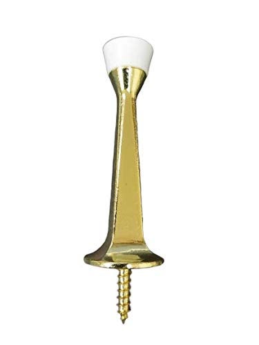 QCAA Rubber Tip Heavy Duty Solid Rigid Door Stop 3 Zinc Die Cast Brass Plated Made in Taiwan 20 Pack - Image 3