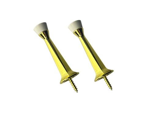 QCAA Rubber Tip Heavy Duty Solid Rigid Door Stop 3 Zinc Die Cast Brass Plated Made in Taiwan 20 Pack - Image 1