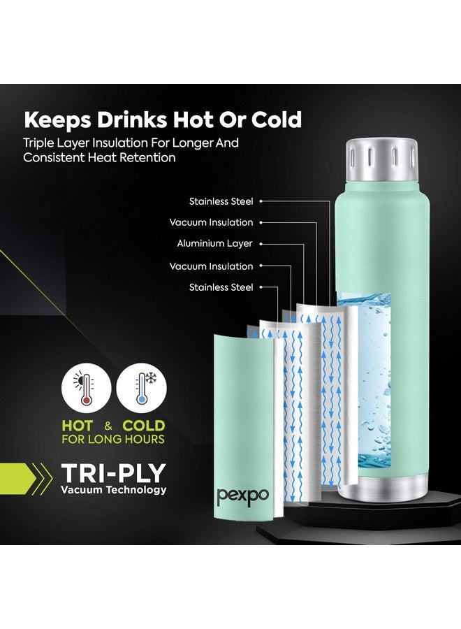 Pexpo Cameo ISI Certified Vacuum Insulated 500ml Stainless Steel Water Bottle - Sea Green| Hot & Cold Upto 6-8 Hours | Leak Proof | Office, School, Gym, & Travelling|Men, Women & Kids - Image 3