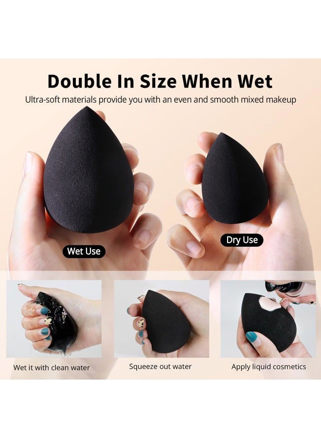 BEAKEY 5 Pcs Black Makeup Sponge, Blender Beauty Foundation Blending Sponge, Flawless for Liquid, Cream, and Powder, Latex Free and Vegan Makeup Sponges - Image 5