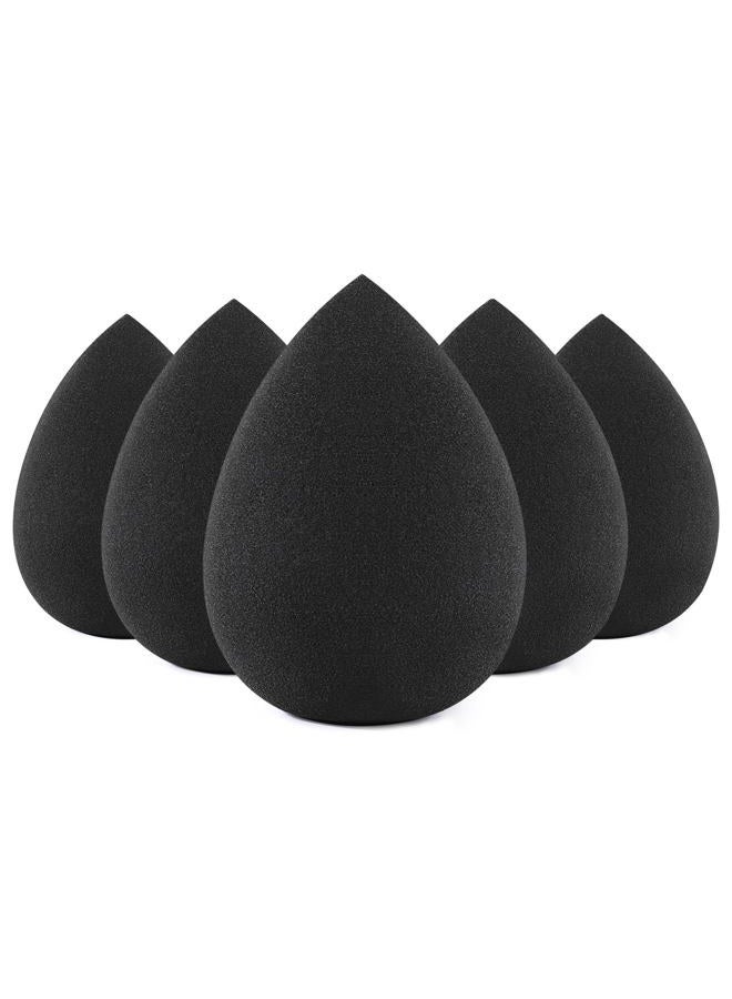 BEAKEY 5 Pcs Black Makeup Sponge, Blender Beauty Foundation Blending Sponge, Flawless for Liquid, Cream, and Powder, Latex Free and Vegan Makeup Sponges - Image 1