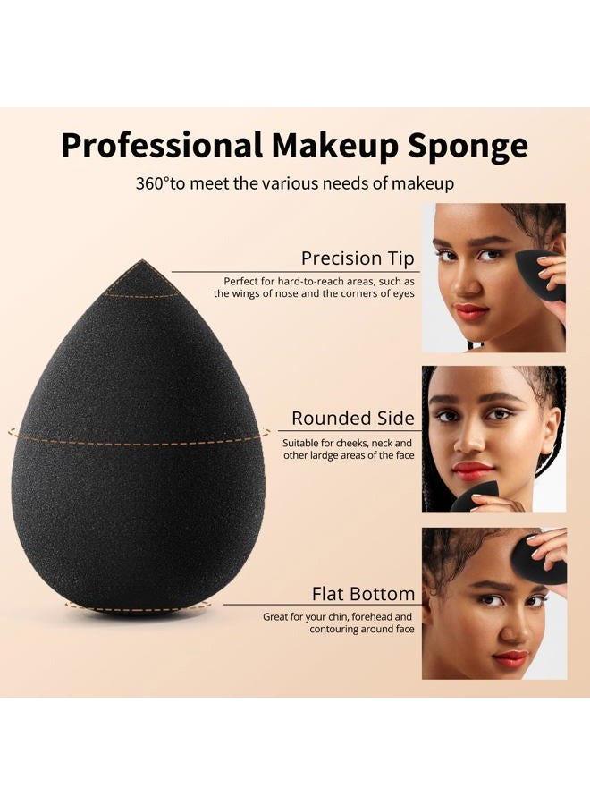 BEAKEY 5 Pcs Black Makeup Sponge, Blender Beauty Foundation Blending Sponge, Flawless for Liquid, Cream, and Powder, Latex Free and Vegan Makeup Sponges - Image 3