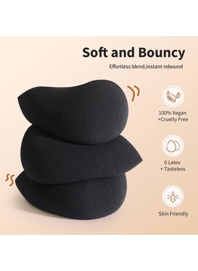 BEAKEY 5 Pcs Black Makeup Sponge, Blender Beauty Foundation Blending Sponge, Flawless for Liquid, Cream, and Powder, Latex Free and Vegan Makeup Sponges - Image 2