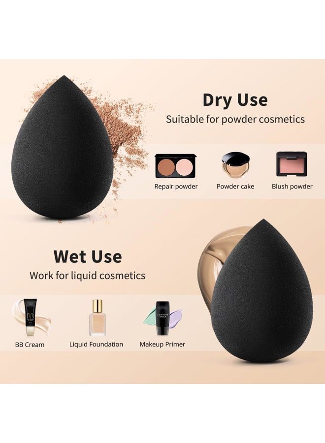 BEAKEY 5 Pcs Black Makeup Sponge, Blender Beauty Foundation Blending Sponge, Flawless for Liquid, Cream, and Powder, Latex Free and Vegan Makeup Sponges - Image 4