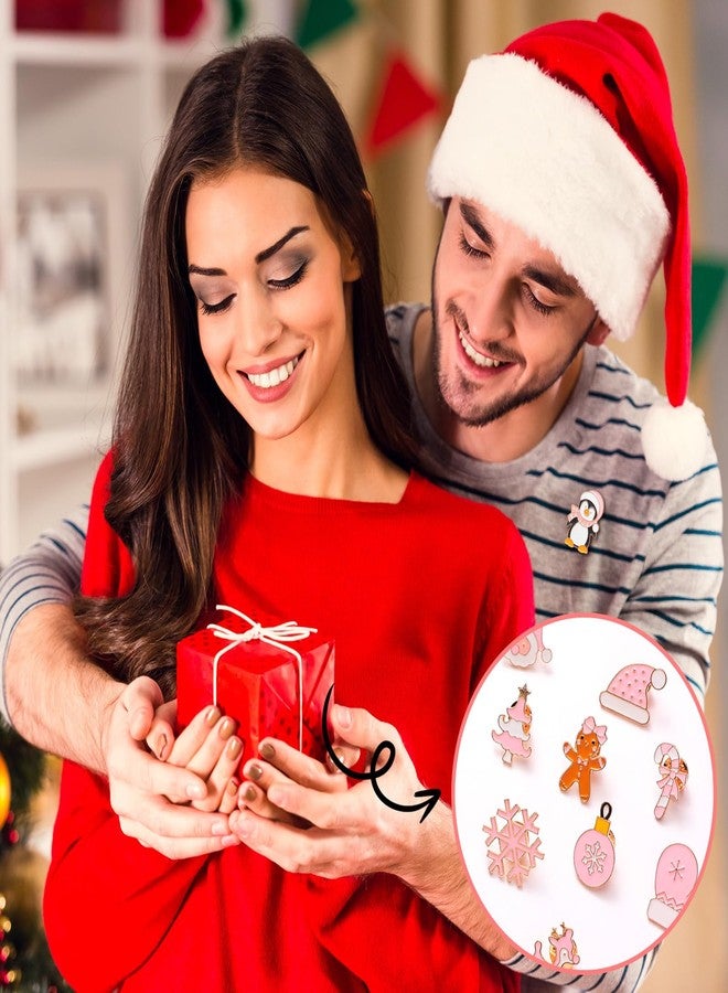 CraftyDream 40 Pcs Pink Christmas Enamel Pins Bulk for Backpacks Xmas Brooch Button Christmas Tree Snowman Snowflake Santa Gingerbread Lapel Pin for Girly Women Clothes Bags Hat Accessories Gift - Image 4