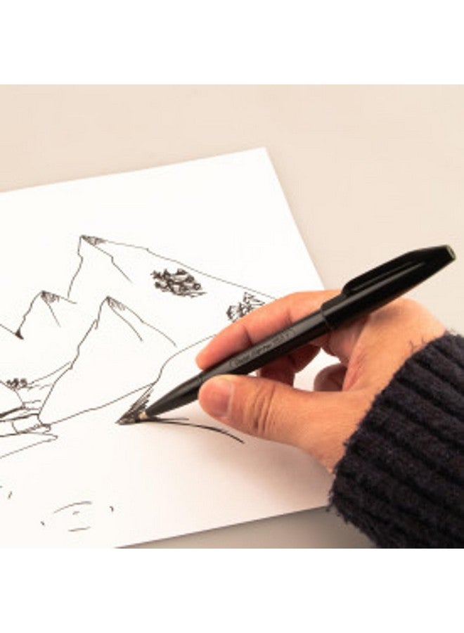 Pentel Sign Pen - Felt Tip Pens - Fiber-tipped - Pack of 6 Black Felt Tip Pens with 6 Blue Felt Pens (12 Pack) - 0.8mm Medium Point Marker Pens - Image 2