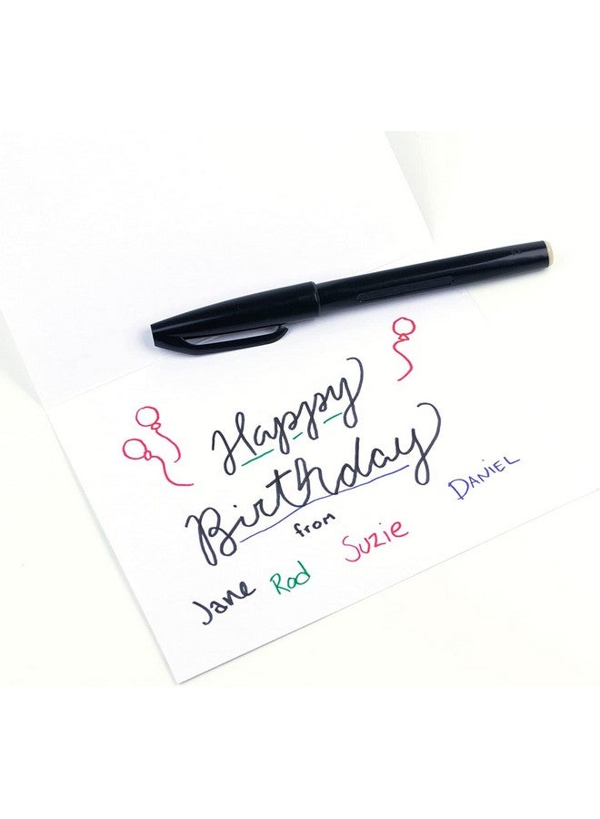 Pentel Sign Pen - Felt Tip Pens - Fiber-tipped - Pack of 6 Black Felt Tip Pens with 6 Blue Felt Pens (12 Pack) - 0.8mm Medium Point Marker Pens - Image 3