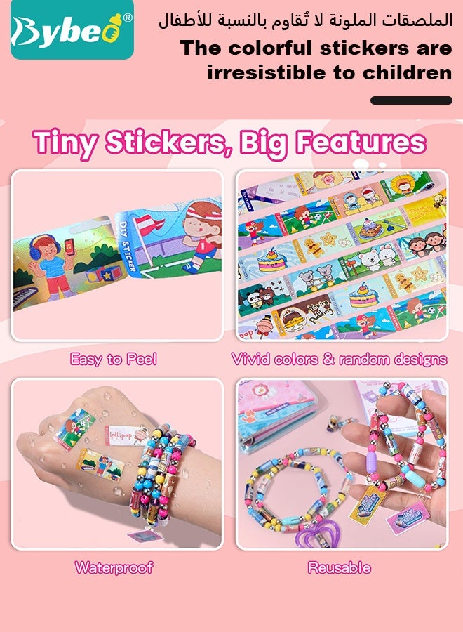 Bybeo Bracelet Making Kit for Girls, Kids Charm Bracelets Kit, DIY Sticker Jewelry Toy, Sticky Roll Bracelet Necklace Gift Kit with 32 Sticker Rolls, 256 Stickers, 6 Charms, 2 Pendants, DIY Arts and Crafts Gifts Toys for Kids 6+ Years - Image 4