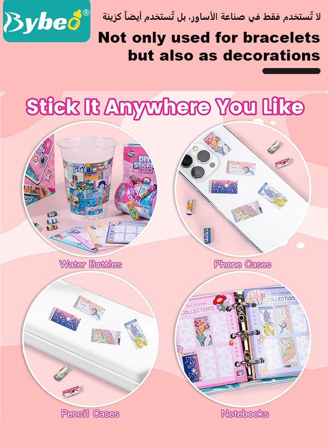 Bybeo Bracelet Making Kit for Girls, Kids Charm Bracelets Kit, DIY Sticker Jewelry Toy, Sticky Roll Bracelet Necklace Gift Kit with 32 Sticker Rolls, 256 Stickers, 6 Charms, 2 Pendants, DIY Arts and Crafts Gifts Toys for Kids 6+ Years - Image 5