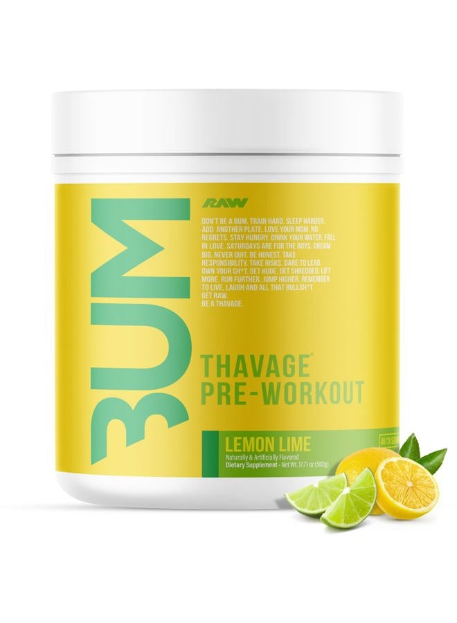 Raw Thavage Lemon Lemon Pre-Workout Powder (40 Servings) - Image 1